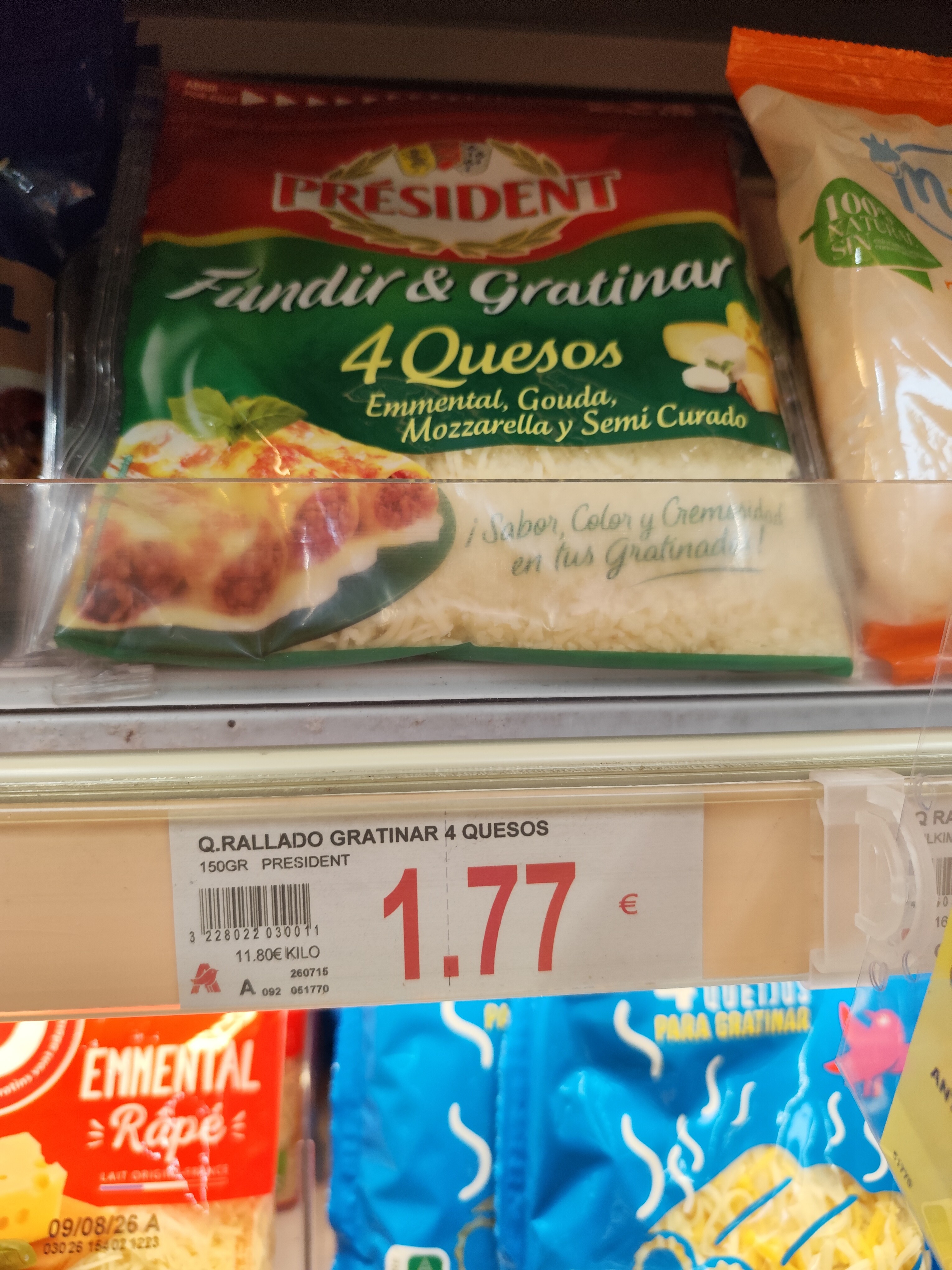 Foto de PRESIDENT QUESO RALLADO FUNDIR & GRATINAR 4 QUESOS 150 GR.