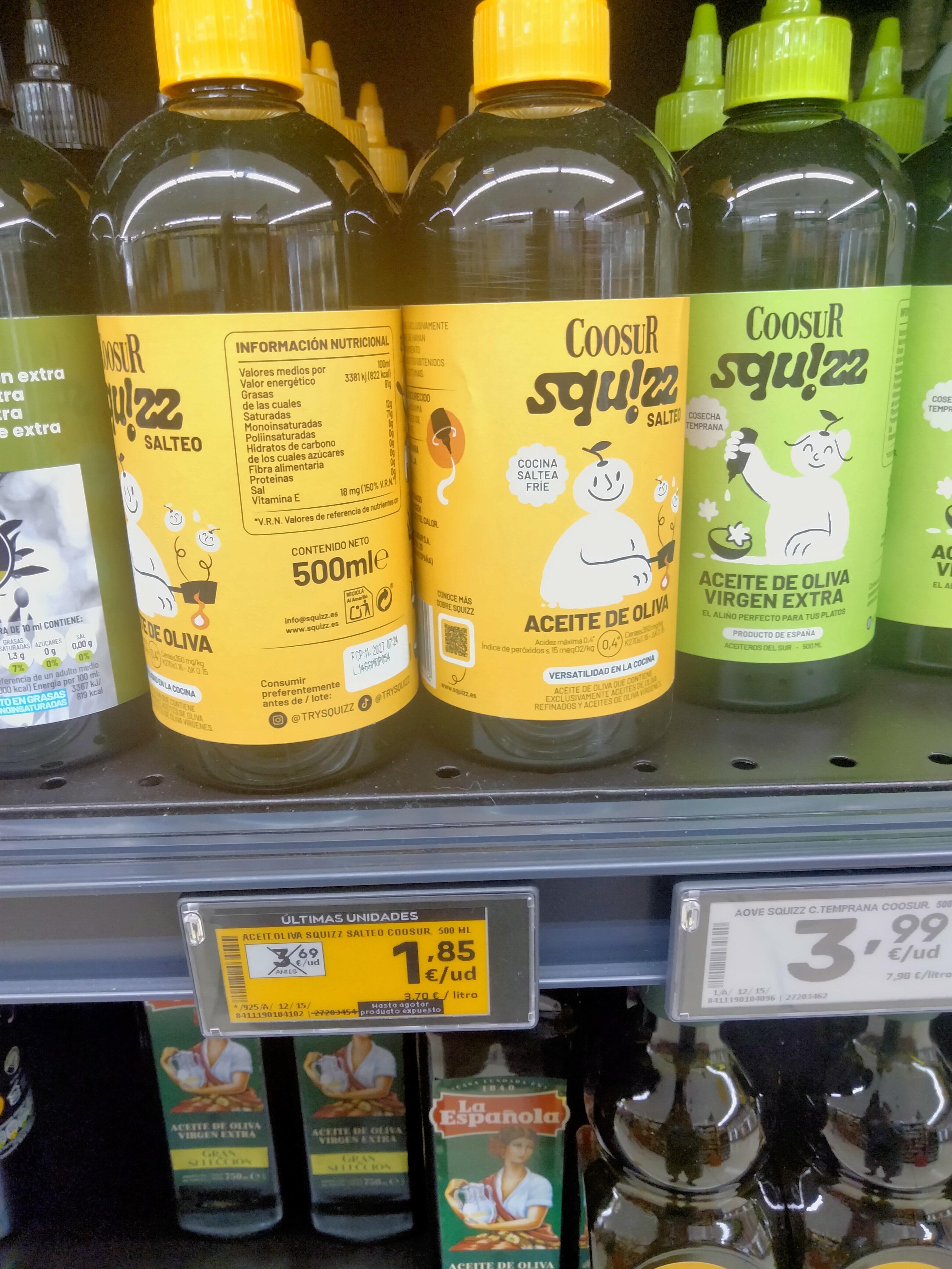 Foto de COOSUR ACEITE OLIVA SQU!ZZ SALTEO 500 ML. (AMARILLO)