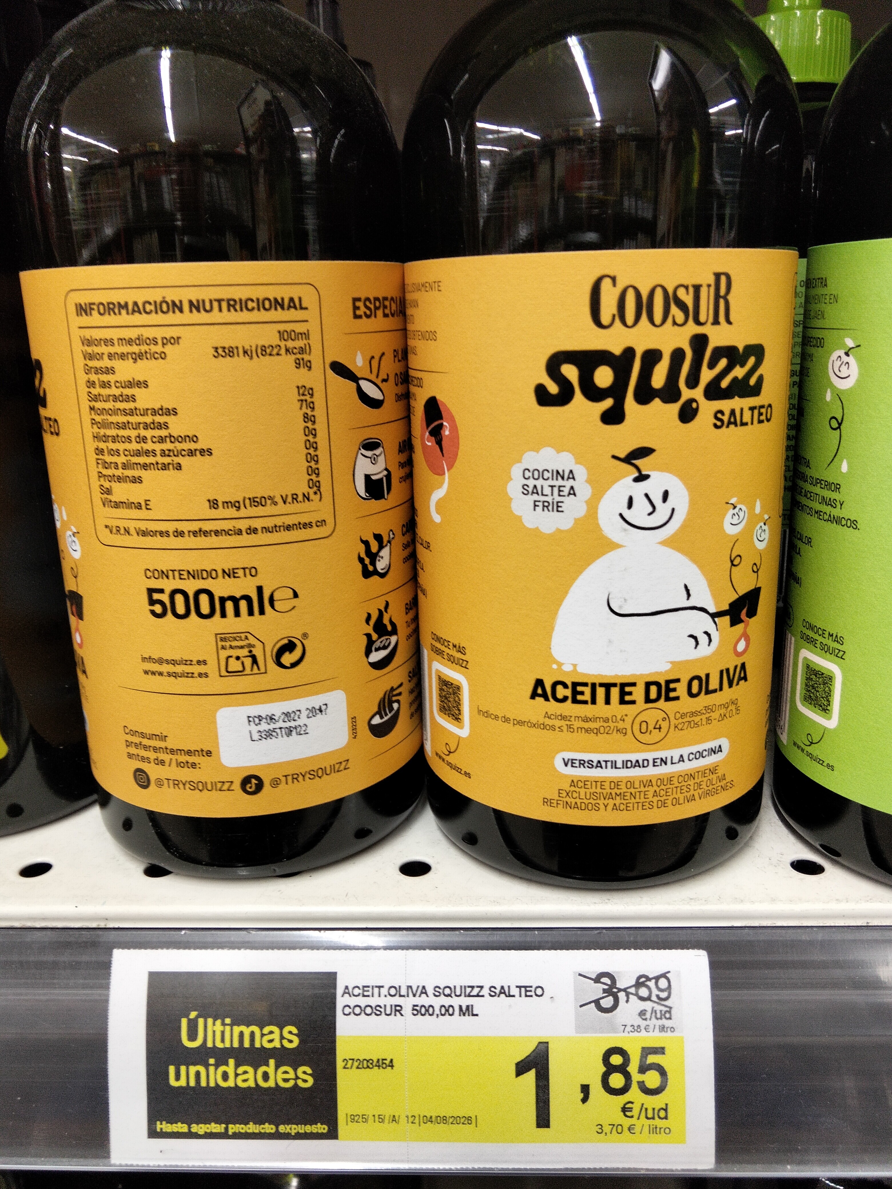 Foto de COOSUR ACEITE OLIVA SQU!ZZ SALTEO 500 ML. (AMARILLO)