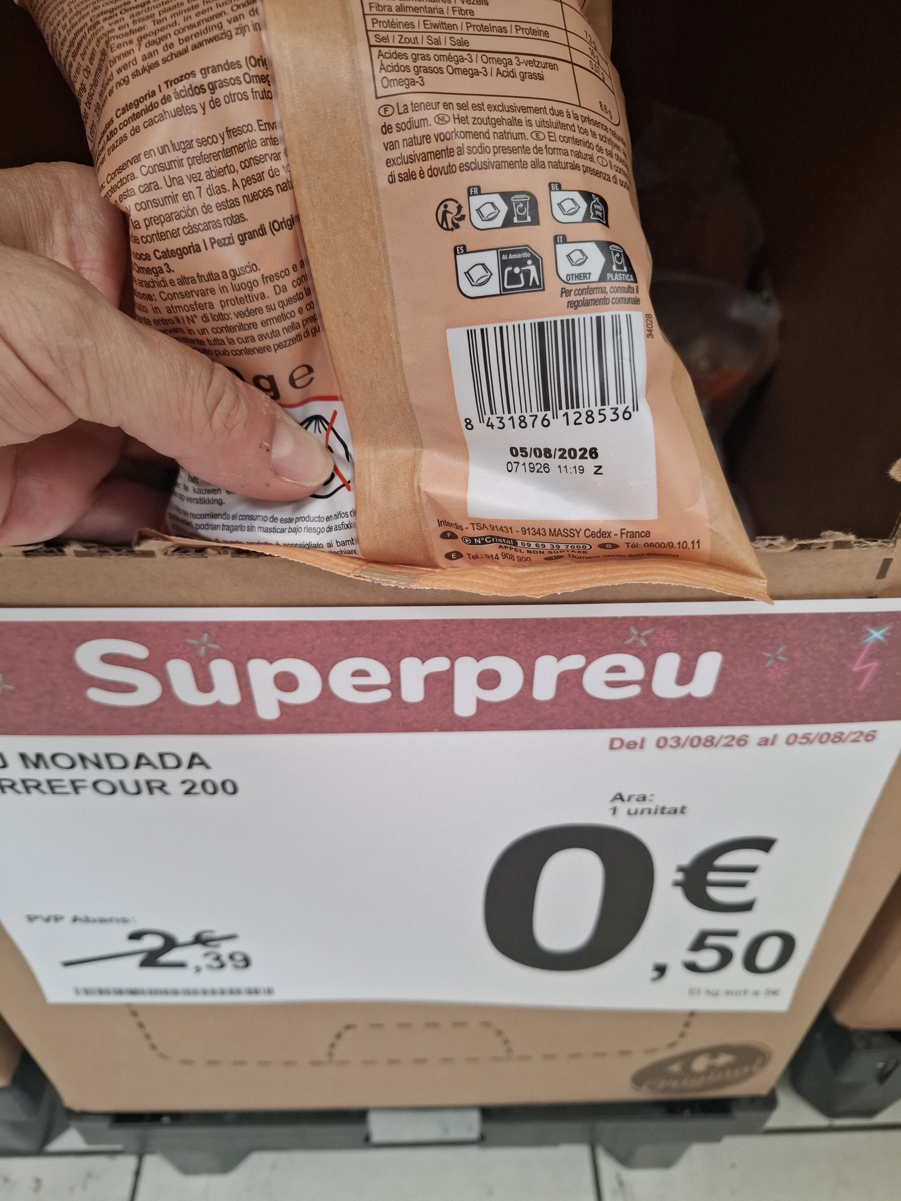Foto de CARREFOUR NUECES MONDADAS 200 GR
