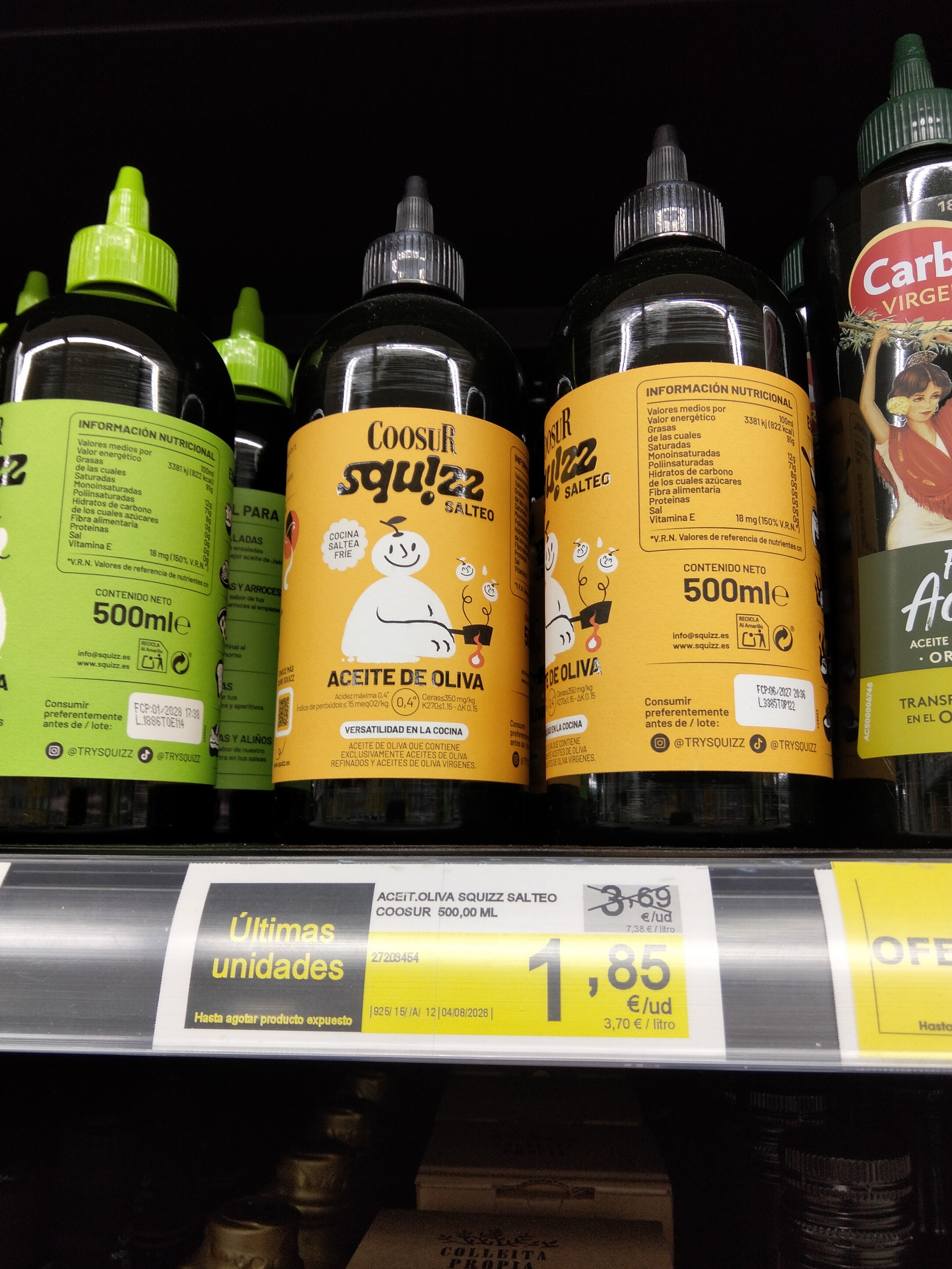 Foto de COOSUR ACEITE OLIVA SQU!ZZ SALTEO 500 ML. (AMARILLO)