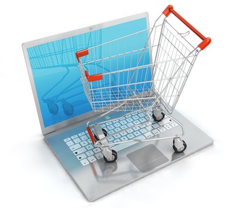 Shopping chart on notebook isolated